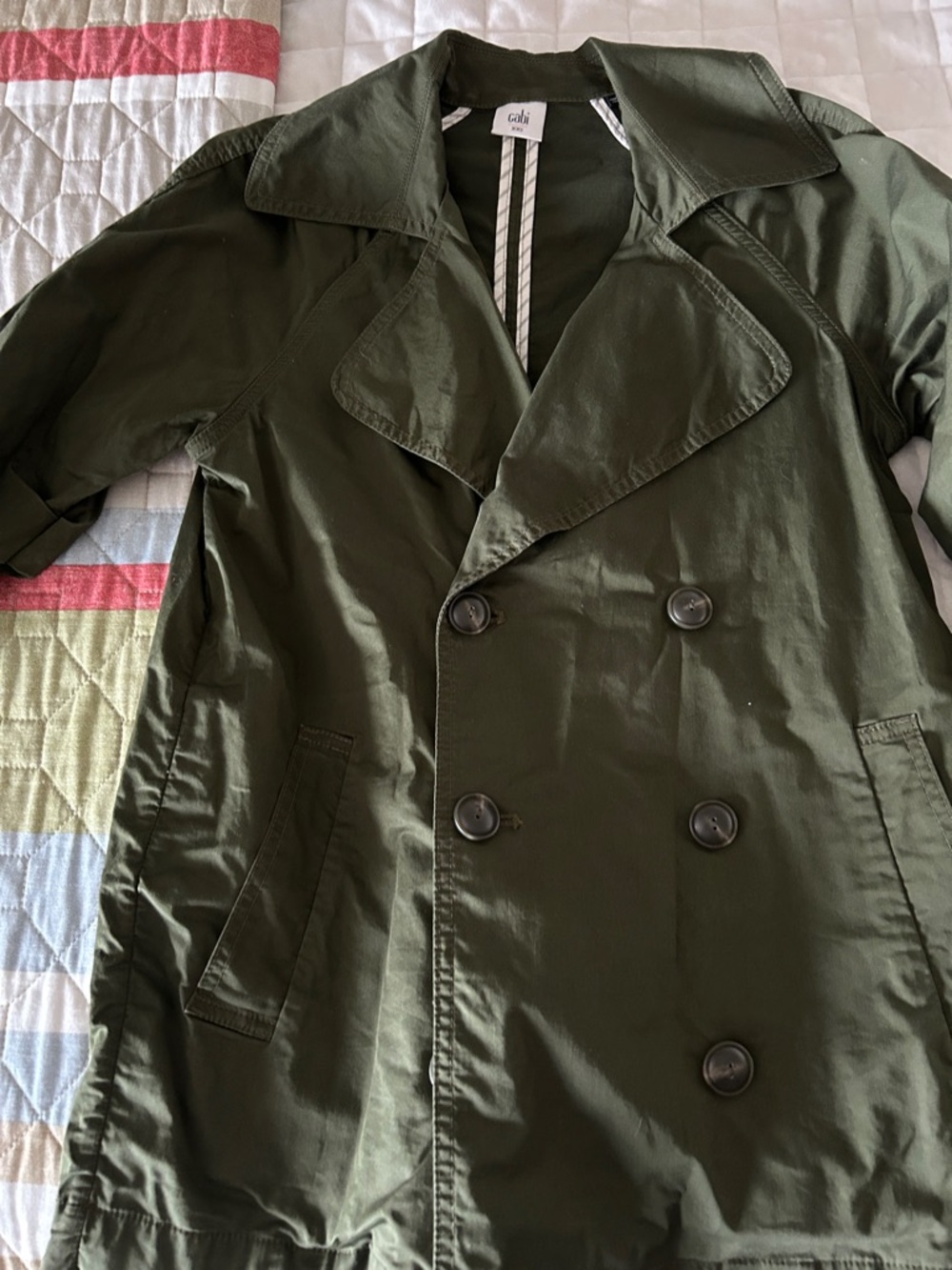 CAbi Olive Green Double-Breasted Pea Coat